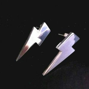 Sterling Silver Stud Lightning Bolt Earrrings glam
